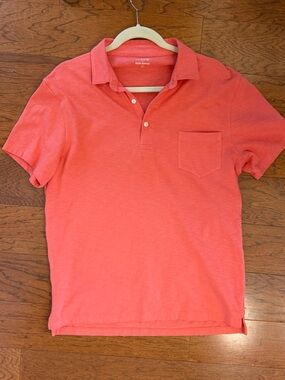 J. Crew Men's Short Sleeve slub cotton Pocket Polo - Coral Size Large